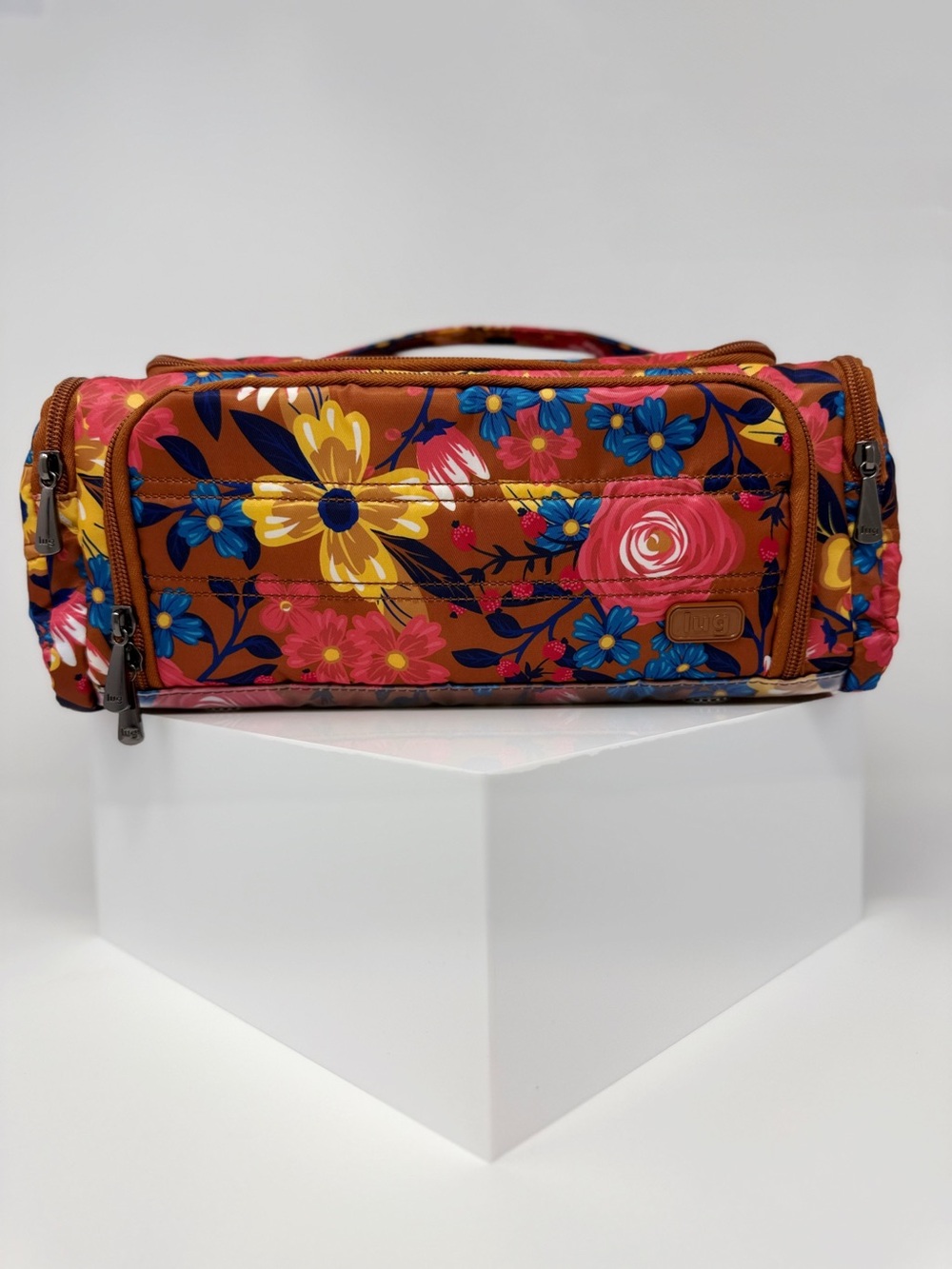 Lug Cosmetic Beauty Organizer Whim Copper Foulard Blue Floral Travel Case
